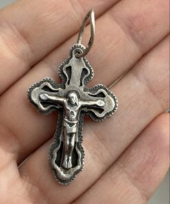 Vintage 925 Sterling Silver Russian Orthodox Crucifix Cross Pendant ~31