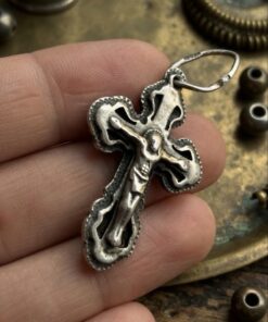 Vintage 925 Sterling Silver Russian Orthodox Crucifix Cross Pendant ~31