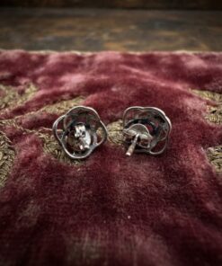Vintage stud sterling silver 925 earrings with amethyst ~ 206