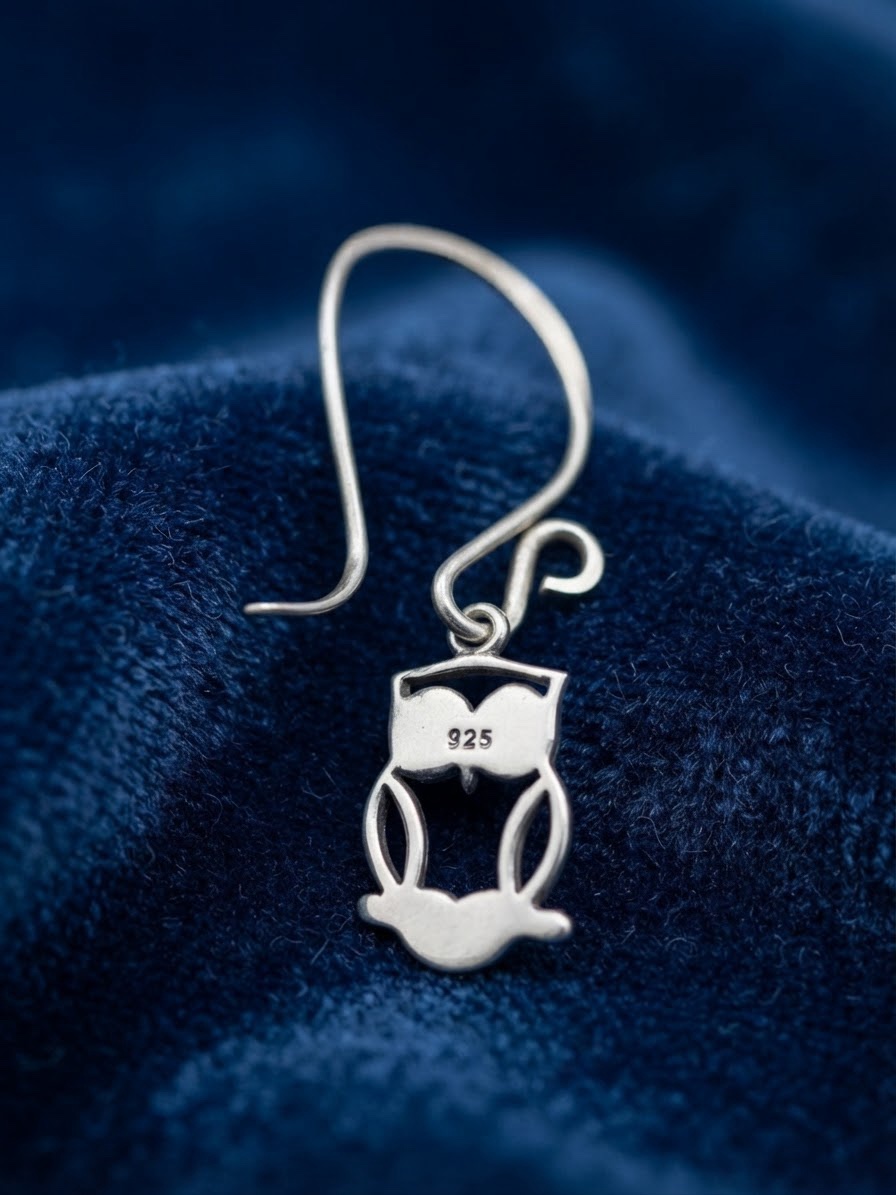 925 Sterling Silver Owl Earrings – Cute Owl Stud Earrings, Silver Owl Jewelry ~206