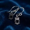 925 Sterling Silver Owl Earrings – Cute Owl Stud Earrings, Silver Owl Jewelry ~206