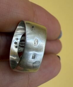 Vintage Soviet 875 Silver Wide Band Ring Fianite Stones USSR UK Size M~208