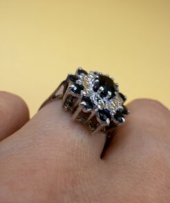 Vintage Sterling Silver 925 Sapphire Cluster Ring, Size K~208