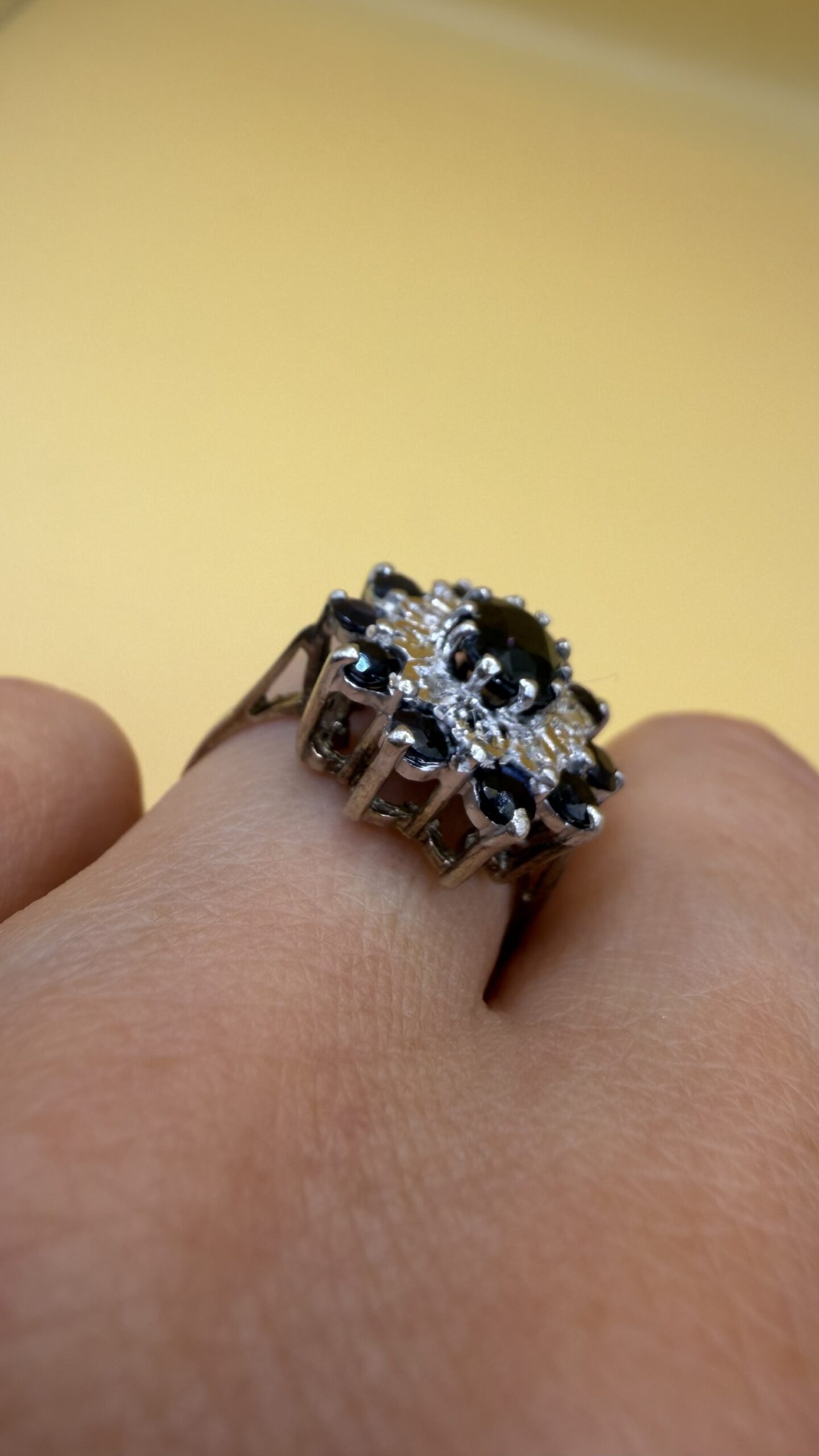 Vintage Sterling Silver 925 Sapphire Cluster Ring, Size K~208 image 6