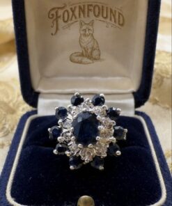 Vintage Sterling Silver 925 Sapphire Cluster Ring, Size K~208