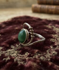 Sterling Silver 925 & 9ct Gold Chrysoprase Cabochon Ring Spiral Modernist Size R US 8.5~208