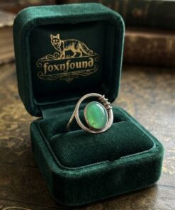 Sterling Silver 925 & 9ct Gold Chrysoprase Cabochon Ring Spiral Modernist Size R US 8.5~208