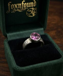 Vintage Soviet 925 Silver Ring 1960s Purple Corundum Hand Engraved Size Q208