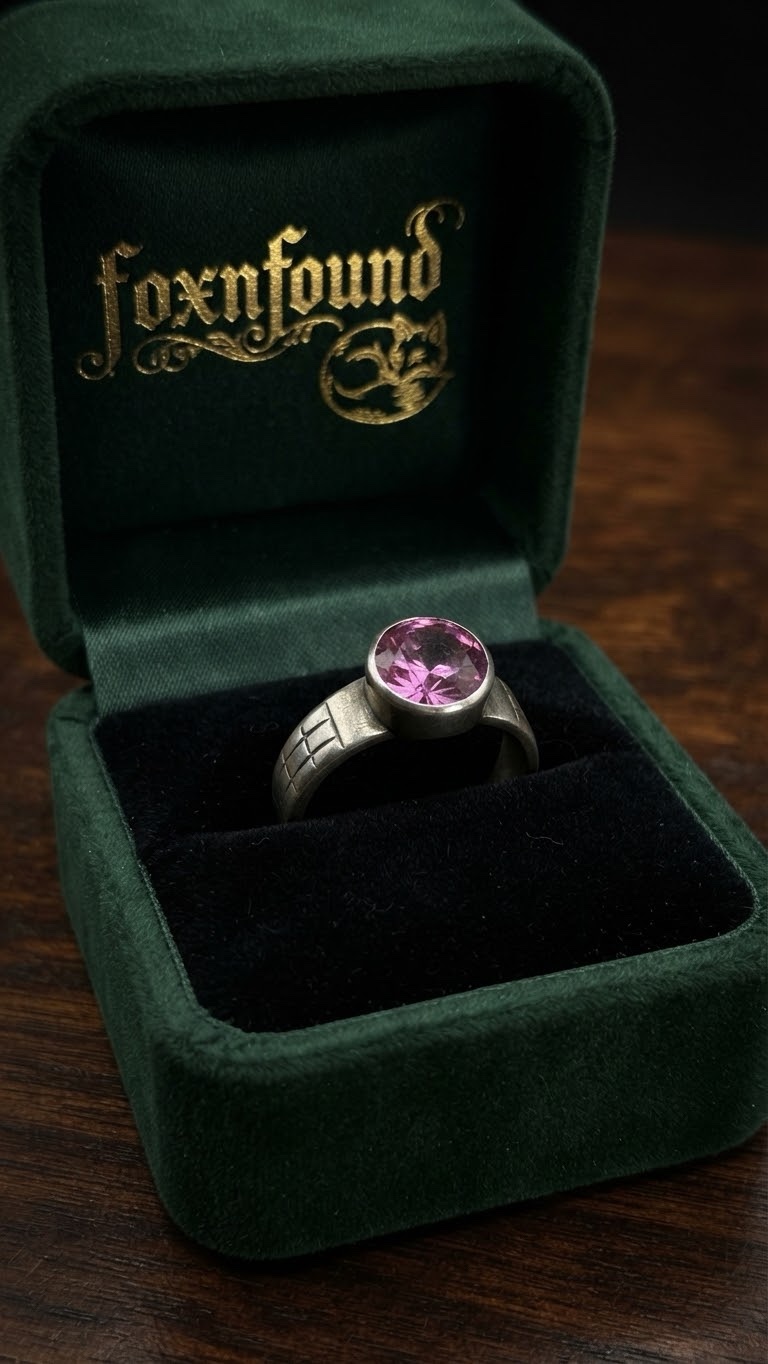 Vintage Soviet 925 Silver Ring 1960s Purple Corundum Hand Engraved Size Q208