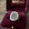 Vintage Soviet 875 Silver Niello Signet Ring Floral Engraved USSR UK Size M~208