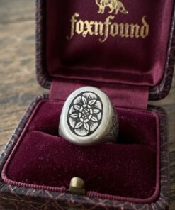 Vintage Soviet 875 Silver Niello Signet Ring Floral Engraved USSR UK Size M~208