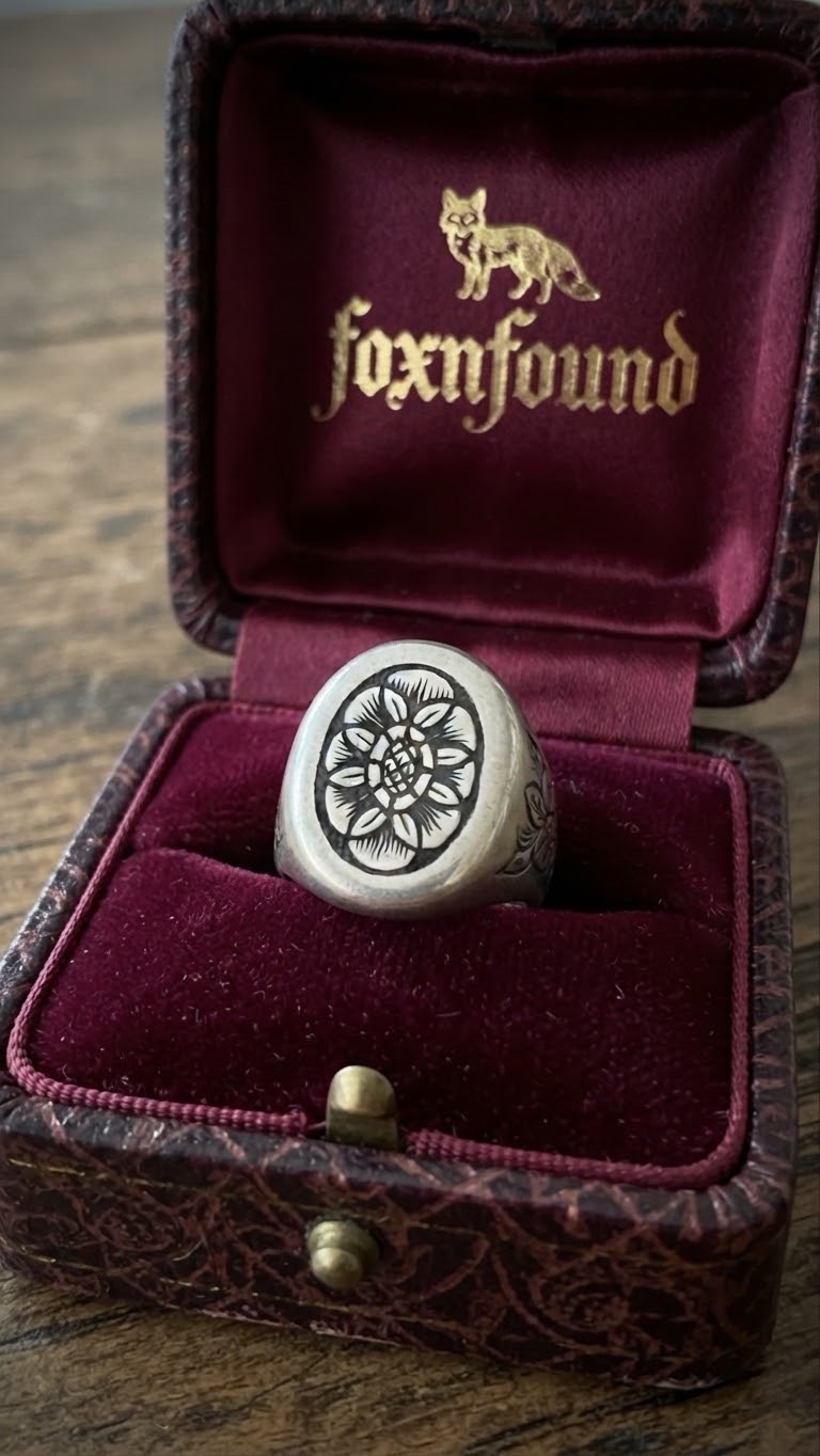 Vintage Soviet 875 Silver Niello Signet Ring Floral Engraved USSR UK Size M~208