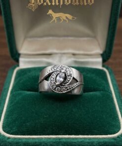 Vintage Soviet 875 Silver Wide Band Ring Fianite Stones USSR UK Size M~208