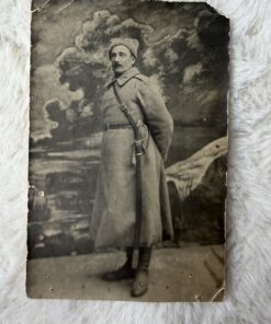 Antique WWI Era Russian Soldier Real Photo Postcard c.1914–1920 Papakha Shashka