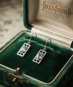 Charles Rennie Mackintosh Style 925 Silver Drop Earrings Blue Topaz Marquise~206