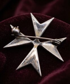 Vintage Sterling Silver Marcasite Maltese Cross Brooch — Art Deco Style, c. 1940s~207