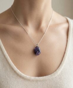 Vintage Amethyst Pendant | Purple Crystal Charm, Silver Bail
