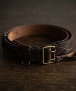 Vintage Soviet Officer's Leather Belt & Sam Browne Shoulder Strap 1972 Brass Buckle — Unused