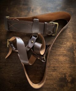 Vintage Soviet Officer's Leather Belt & Sam Browne Shoulder Strap 1972 Brass Buckle — Unused