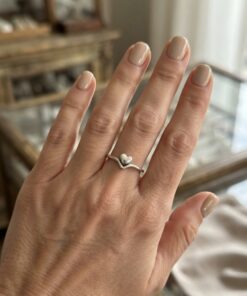 Vintage ring, size Q, 925 sterling silver, heart design~31