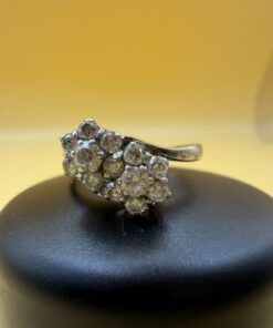 Vintage 1960s Natural White Zircon Sterling Silver Ring – Size O~209