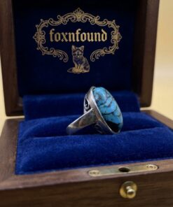 Sterling Silver 925 Copper Turquoise Statement Ring — UK Size M — 6.4g