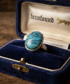 Sterling Silver 925 Copper Turquoise Statement Ring — UK Size M — 6.4g