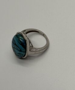 Sterling Silver 925 Copper Turquoise Statement Ring — UK Size M — 6.4g