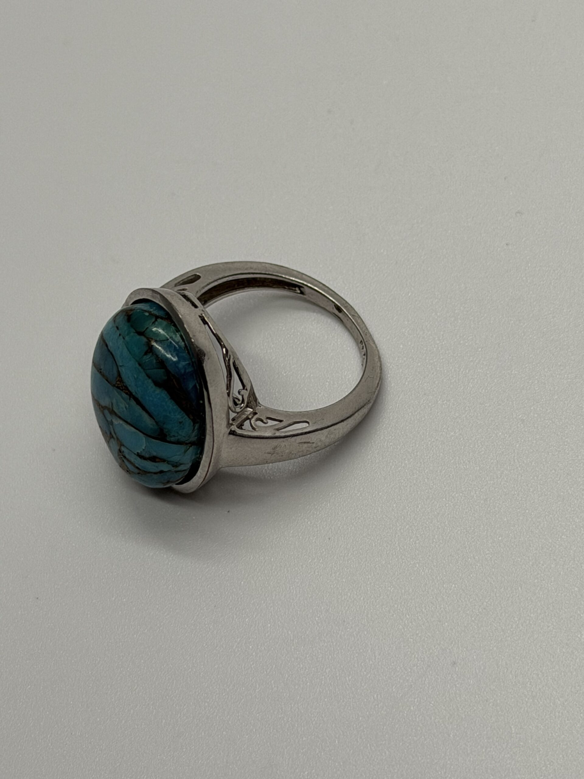 Sterling Silver 925 Copper Turquoise Statement Ring — UK Size M — 6.4g image 4