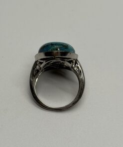Sterling Silver 925 Copper Turquoise Statement Ring — UK Size M — 6.4g