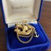 Vintage 1960s Soviet Galleon Brooch — Gold Tone Ship with Anchor & Chains