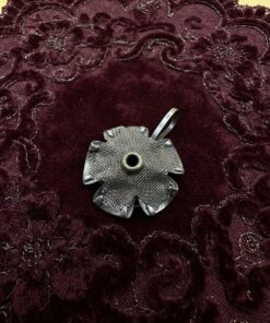 Vintage Soviet Rose Brooch Pendant Silver Tone Mesh Red Flower USSR 1960s ~210