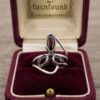 Vintage 925 Silver Garnet Ring · Size O · Modernist Trio Cabochon~209