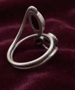 Vintage 925 Silver Garnet Ring · Size O · Modernist Trio Cabochon~209