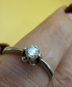 Vintage Ukrainian Sterling Silver 925 Solitaire Ring Clear Stone Tulip UK L½ US6~211