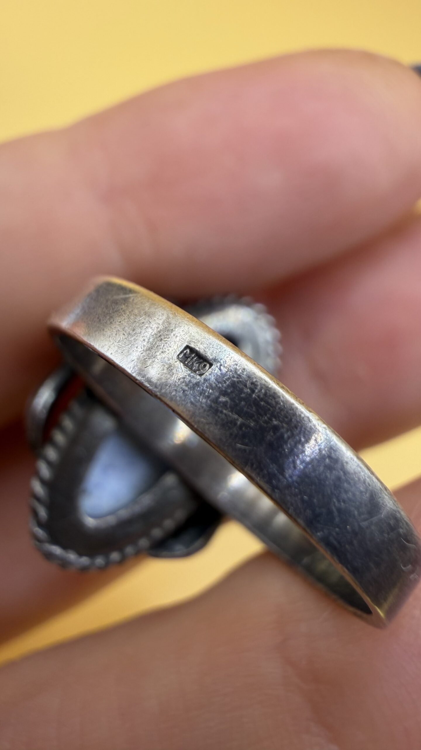 Vintage Russian Rostov Finift Ring Hand Painted Enamel Floral Silver USSR Size P½~211