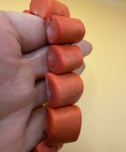 Chunky Coral Stretch Bracelet Statement Cuff Large Salmon Orange Beads Vintage