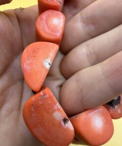 Chunky Coral Stretch Bracelet Statement Cuff Large Salmon Orange Beads Vintage