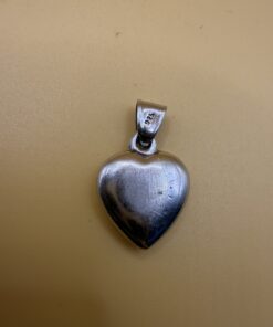 Sterling Silver 925 Puffed Heart Pendant Half Pavé Clear Crystal Charm