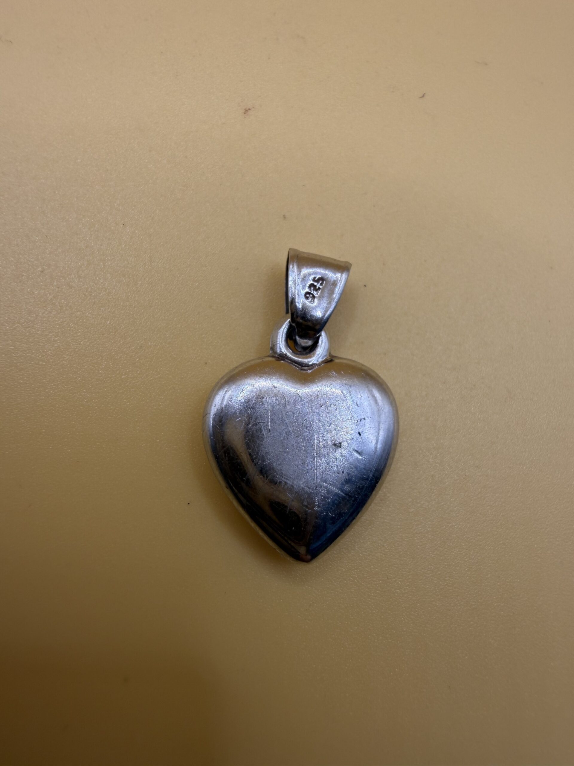 Sterling Silver 925 Puffed Heart Pendant Half Pavé Clear Crystal Charm