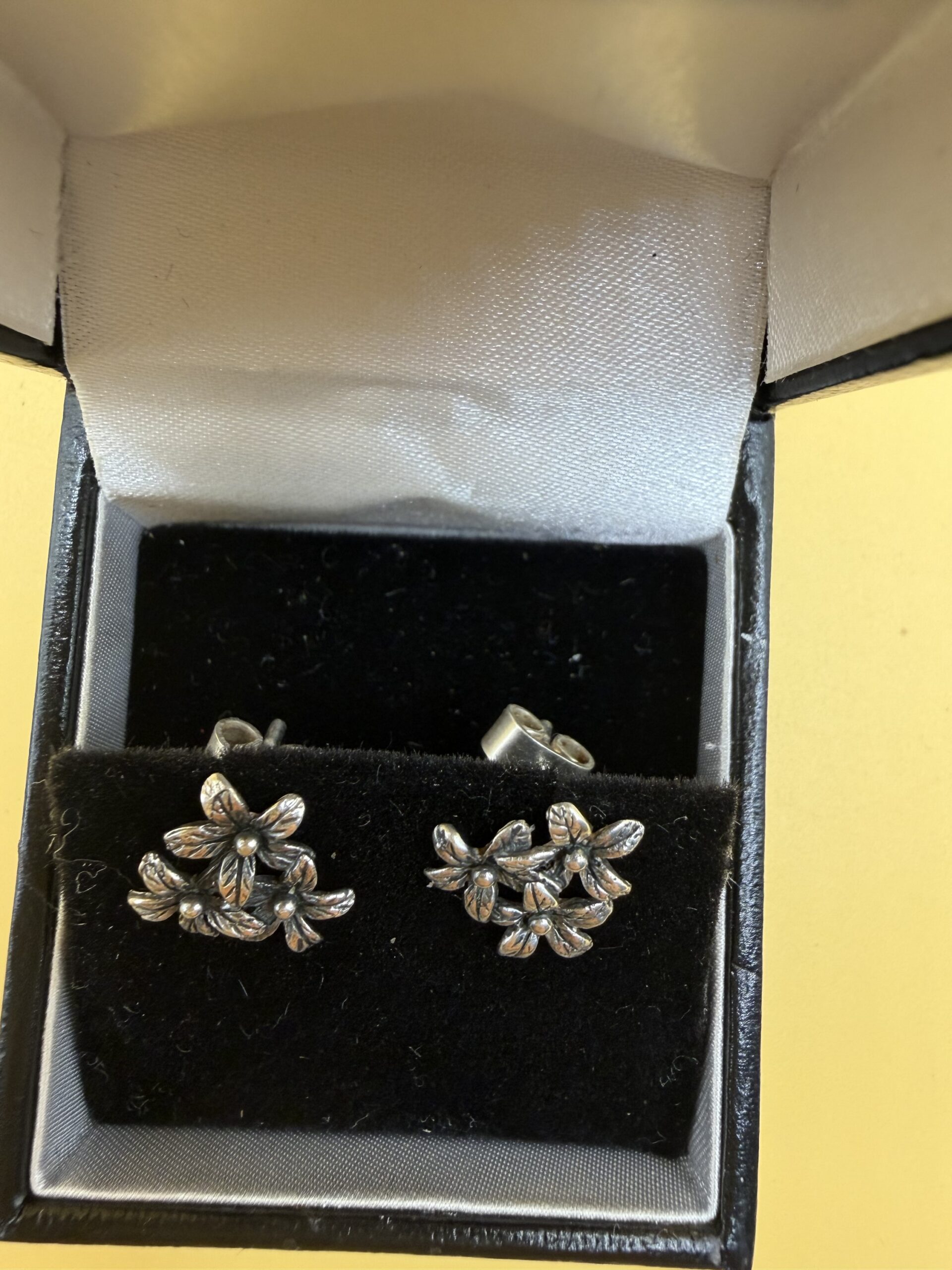 Vintage Soviet Silver 916 Flower Cluster Stud Earrings USSR Star Hallmark 50s ~208 image 6
