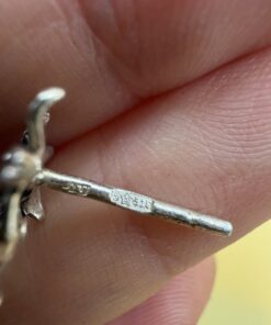 Vintage Soviet Silver 916 Flower Cluster Stud Earrings USSR Star Hallmark 50s ~208