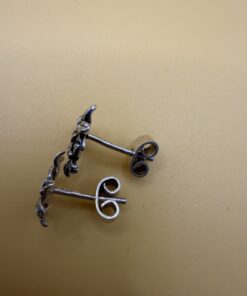 Vintage Soviet Silver 916 Flower Cluster Stud Earrings USSR Star Hallmark 50s ~208