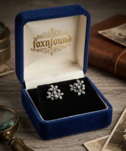 Vintage Soviet Silver 916 Flower Cluster Stud Earrings USSR Star Hallmark 50s ~208