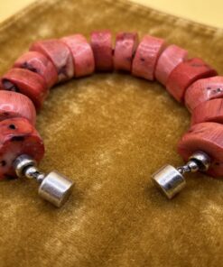Vintage Chunky Coral Bracelet Langer Austria 925 Silver Magnetic Clasp Statement