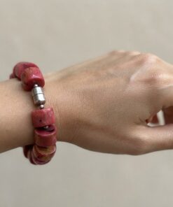 Vintage Chunky Coral Bracelet Langer Austria 925 Silver Magnetic Clasp Statement