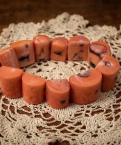 Chunky Coral Stretch Bracelet Statement Cuff Large Salmon Orange Beads Vintage