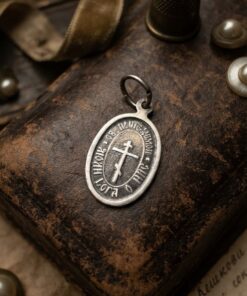 Sterling Silver St Panteleimon Orthodox Icon Pendant — Small Oval Russian Medal Charm~211