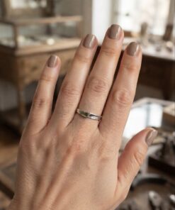 Vintage Sterling Silver Ring Scandinavian Modernist Textured Band Size R US 8.5~212