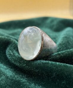 Sterling Silver 925 Natural Aquamarine Cabochon Ring, Sea Green-Blue, UK N / US 7 / EU 54~212